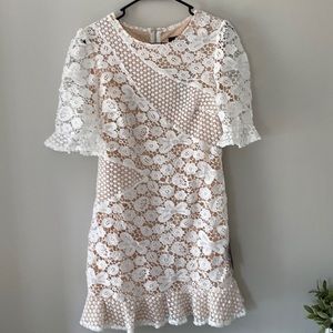 White, lined, dress, size M
